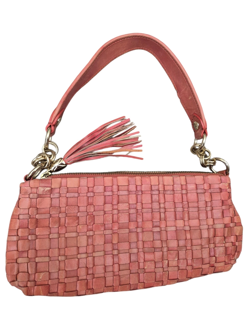 💕Elliott Lucca Woven Coral Shoulder Clutch with Tassel💕